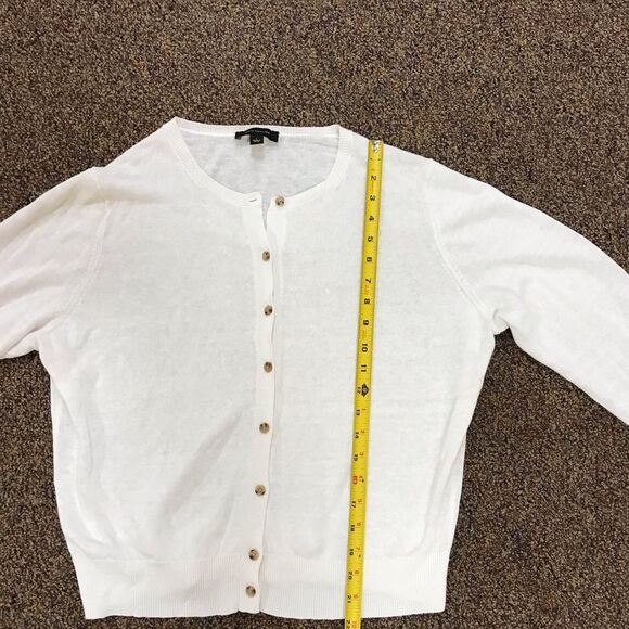 ANN TAYLOR Women's White Button-Up Cardigan - Picture 4 of 5